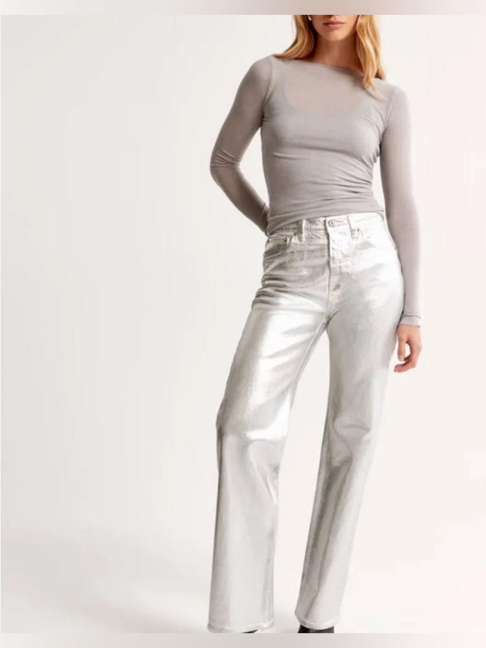 Abercrombie & Fitch Silver High Rise Women Jeans